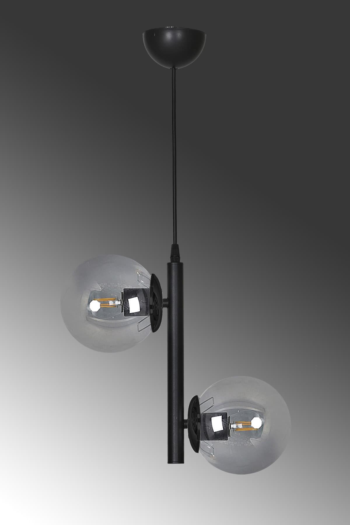 Salkım 2'li Siyah Modern Avize