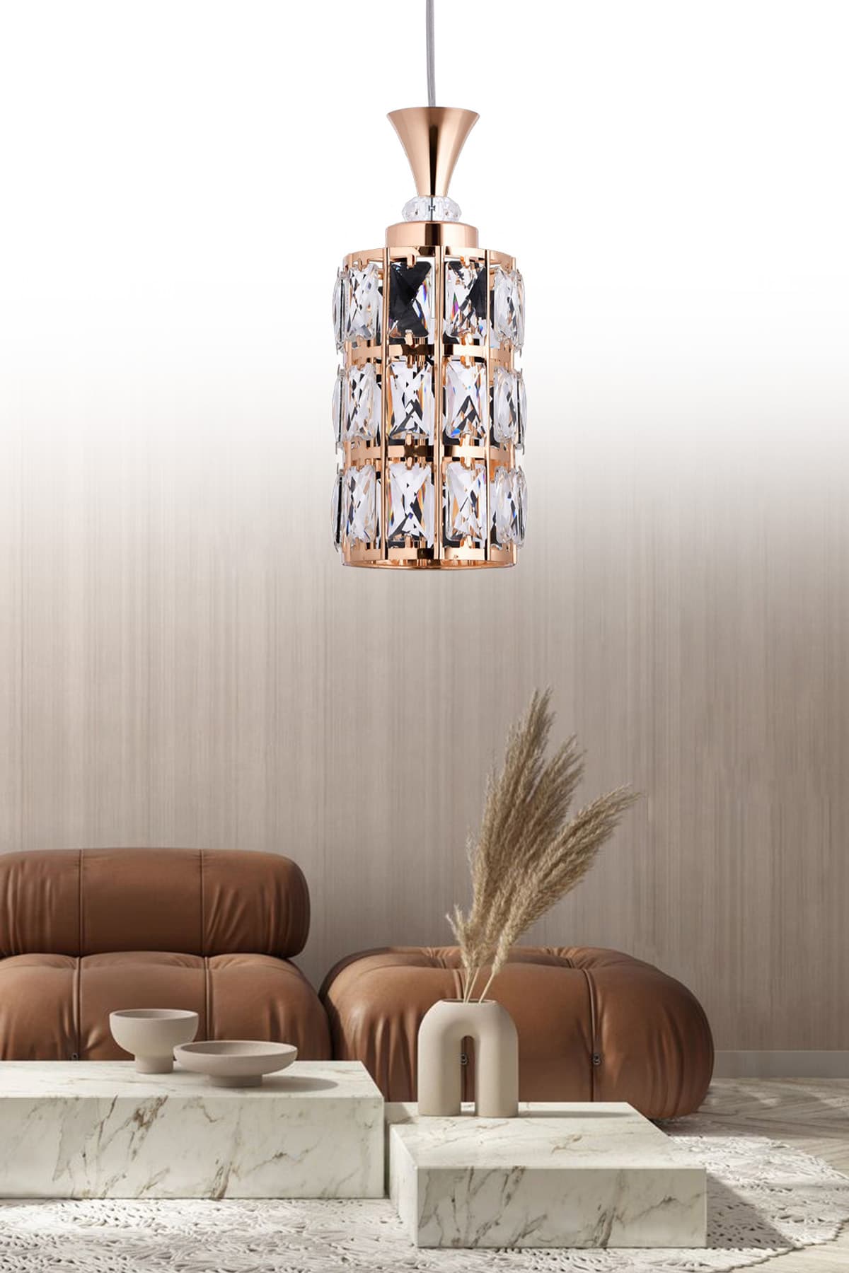 GY-23 20'LIK GOLD BÜYÜK KRİSTAL TAŞLI LÜKS TEKLİ SALON-MUTFAK-ODA-HOL AVİZE