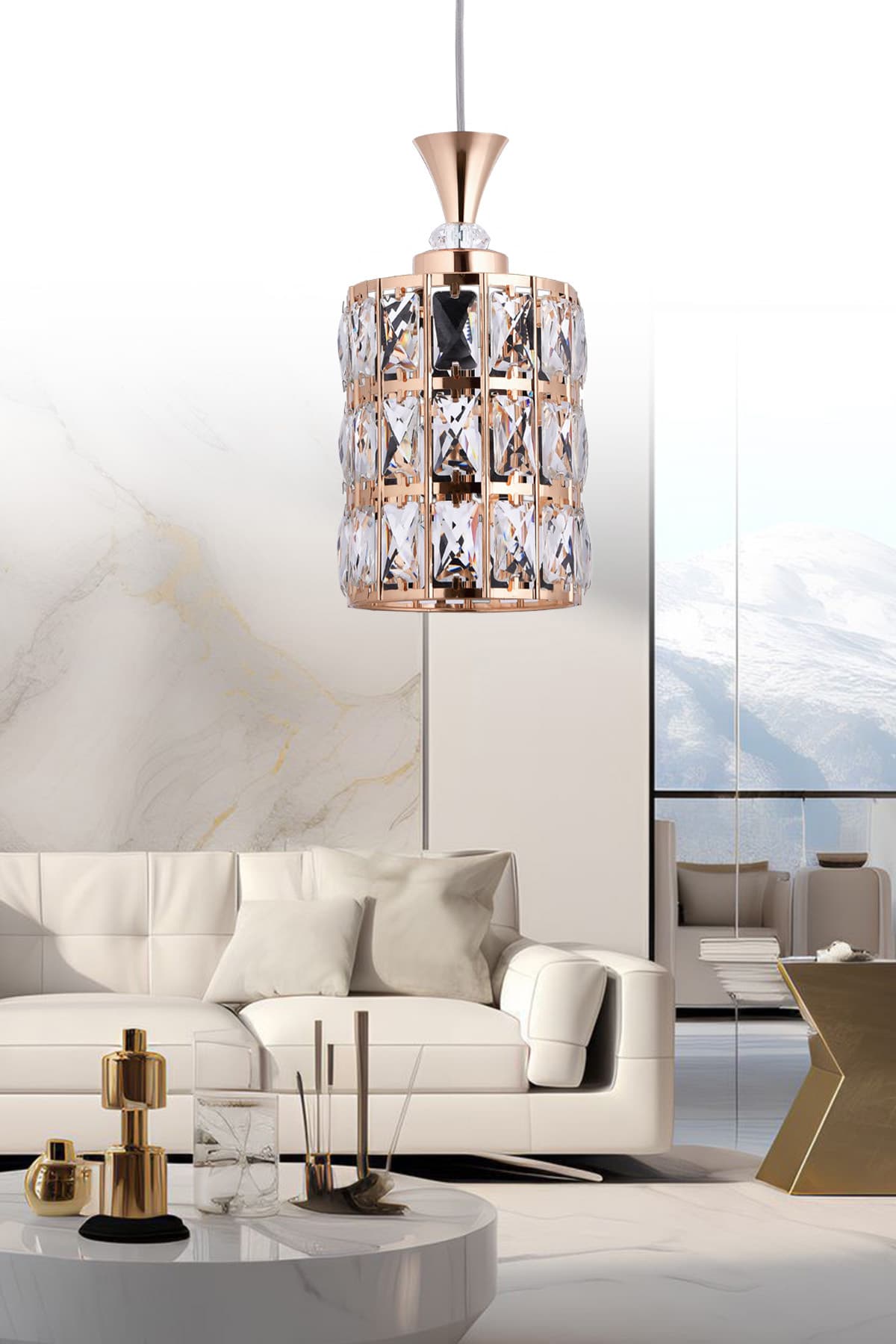 KOPYA - GY-23 25'LIK GOLD BÜYÜK KRİSTAL TAŞLI LÜKS TEKLİ SALON-MUTFAK-ODA-HOL AVİZE