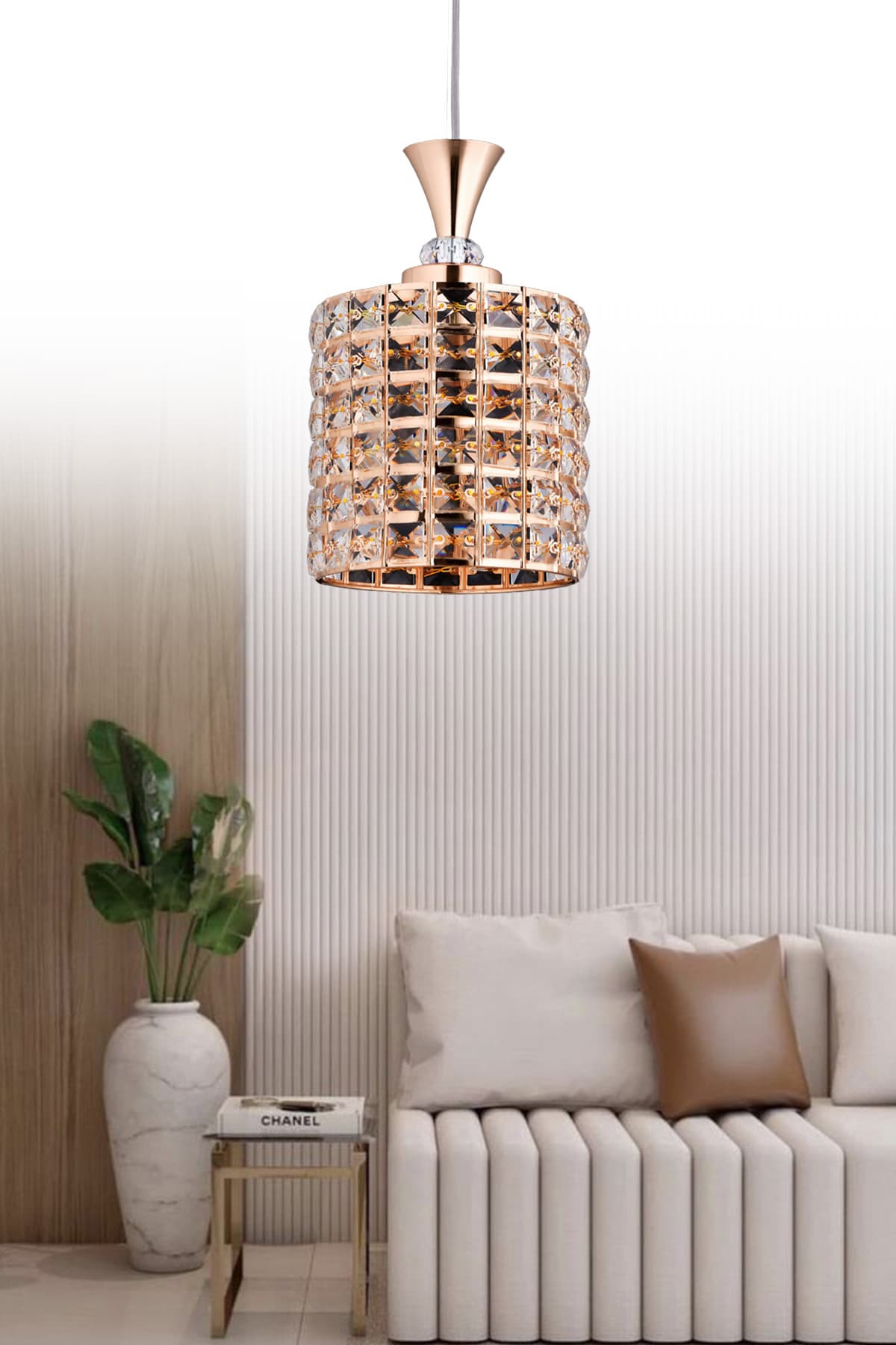 GY-24 25'LIK GOLD KRİSTAL TAŞLI LÜKS TEKLİ SALON-MUTFAK-ODA-HOL AVİZE