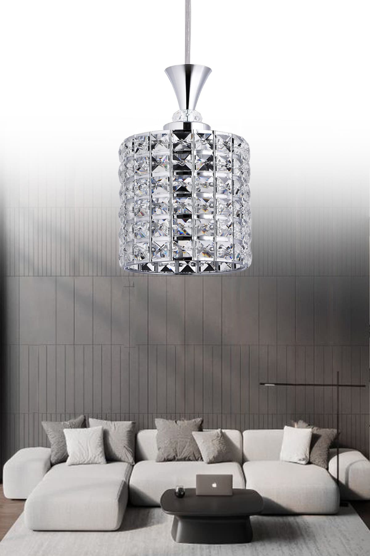 GY-24 25'LIK KROM KRİSTAL TAŞLI LÜKS TEKLİ SALON-MUTFAK-ODA-HOL AVİZE