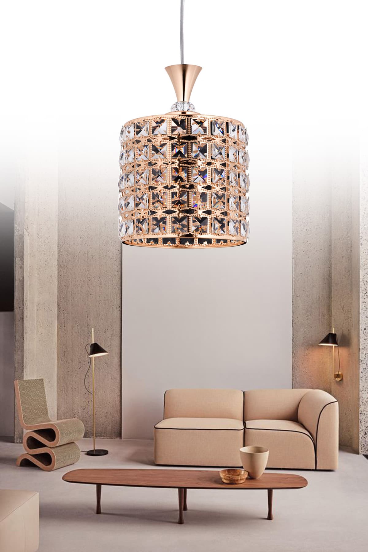 GY-25 30'LUK GOLD KRİSTAL TAŞLI LÜKS TEKLİ SALON-MUTFAK-ODA-HOL AVİZE