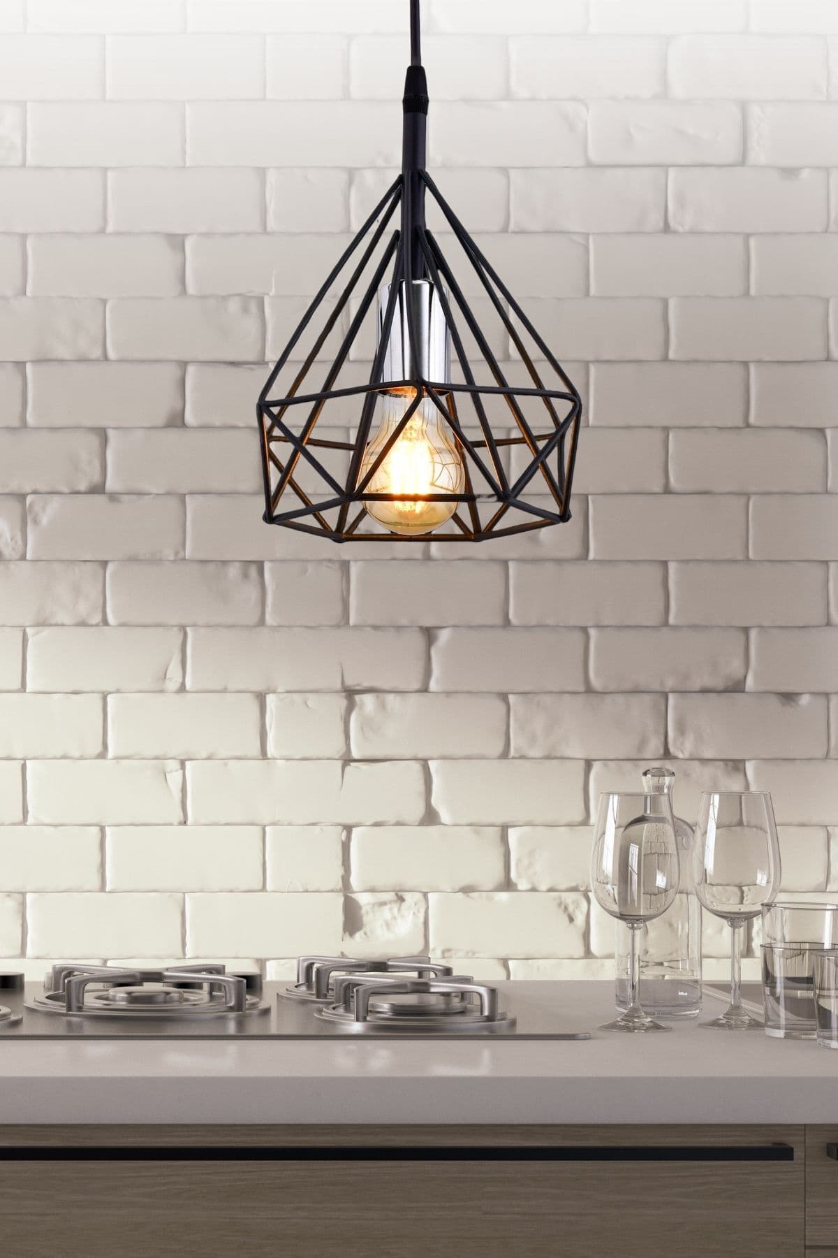 Matrix 20’Lık Modern Geometrik Tekli Siyah Avize Salon Mutfak Hol